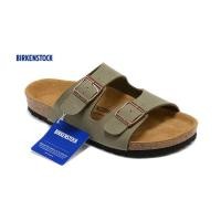 ราคา Birkenstock Arizona Soft Sole Double Button Men Women Beach Sandals 751 Oil Wax Grey (23364599645)