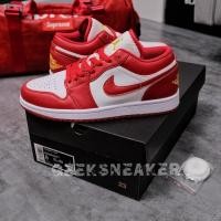 ราคา Geekshoker รองเท้าผ้าใบ Jordan 1 low Cardinal สีแดง FMTU (28203819266)