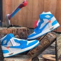 ราคา รองเท้า Off white X Air Jordan 1 Retro High OG UNC Classic Retro High top All match Cultural Sports รองเท้าบาสเก็ตบอล 3 สี แดง ขาว น้ําเงิน AL0W (28203819026)
