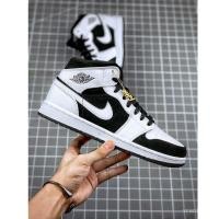 ราคา 4cgl Air jordan 1 Mid White Black Panda รองเท้าบาสเก็ตบอล NWQL XKKB (25032723104)