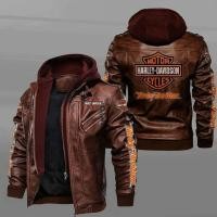 ราคา เสื้อแจ็กเก็ตหนัง มีฮู้ด สําหรับขี่รถจักรยานยนต์ Harley F1 (25955561767)