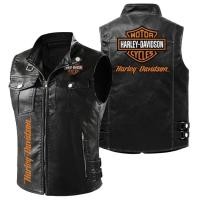 ราคา เสื้อกั๊กแจ็กเก็ตหนัง pu ลายโลโก้ Harley สําหรับขี่รถจักรยานยนต์ (24407081046)