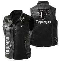 ราคา Triumph เสื้อแจ็กเก็ตหนัง pu เสื้อกั๊ก ลายโลโก้รถยนต์ รถจักรยานยนต์ (24257900155)