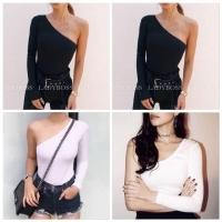 ราคา Mnvofficial เสื้อยืดปาดไหล่แขนยาวข้างเดียว ผ้าเรยอนสินค้าราคาถูก แต่สวยเกินราคา K2 (23851477891)