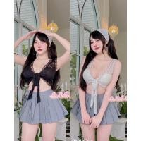 ราคา Mnvofficial 107 เสื้อกล้ามลูกไม้ ดีเทลผูกหน้า เสริมฟองน้ำในตัว แต่งลูกไม้ทั้งตัว (22977527738)