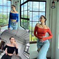 ราคา Mnvofficial E8 พร้อมส่งเสื้อครอปแขนยาวปาดไหล่ผ้านิ่มใส่สบายแมทช์กับกางเกงคือดีมากแม่เนื้อผ้าเรย่อนยืดได้เยอะ (22476289256)