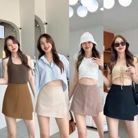 ราคา กระโปรงกางเกง ดีเทลป้ายหน้า งานซิปหลังผ้าเปเป้ (22866147457)