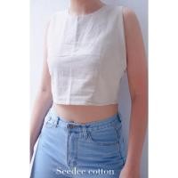 ราคา เสื้อครอปแขนกุด ผ้าฝ้าย สไตล์พื้นเมือง (20111709227)