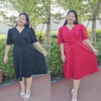 ราคา พร้อมส่ง เดรส อก 52 60 นิ้ว เดรสสาวอวบ พลางหุ่น ชุดออกงาน ชุดทำงาน ผ้าวูลเวฟ รหัส C20 3xl (29350678473)