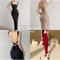 ราคา Cekath เดรสยาวแต่งห่วงผูกหลังผ้าเรย่อน LB59 (29751536742)