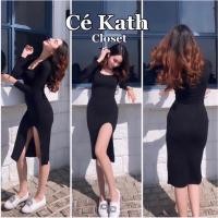 ราคา Cekath เดรสแขนยาวผ้าเรย่อนปาดหน้า CK1 (22587086005)