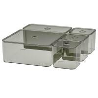 ราคา IKEA อิเกีย ของแท้ VISSLAÅN วิสส์ลาอวน กล่อง 5 ใบพร้อมฝา เทา (26104158015)
