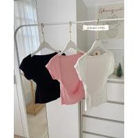 ราคา ST983 เสื้อครอปรัดรูป โชว์หน้า หลัง (21388618220)