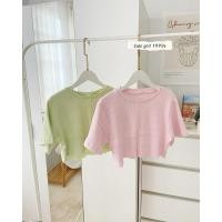ราคา ST086 Crop top เสื้อครอป เอวลอย ทรงโอเวอร์ไซส์สีพื้น ตัดปลายชาย (20668932945)