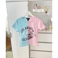 ราคา ST771 เสื้อครอปทูโทนฟ้า ชมพู สกรีนลายวินเทจสวยๆ (23611866771)