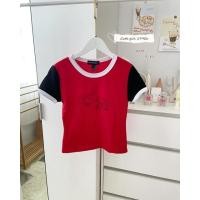 ราคา ST771 เสื้อครอปคอกลมสีแดง แขนสั้นสีดำ สกรีนหน้าน้องหมี (22811868874)