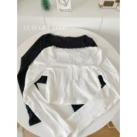 ราคา ST1036 เสื้อครอปแขนยาว ขอบลูกไม้ สไตล์วินเทจ (25962279555)