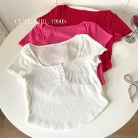 ราคา ST905 เสื้อครอปคอเหลี่ยม สีพื้น (25813020211)