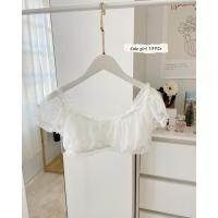 ราคา ST1053 เสื้อครอปสีขาว แขนตุ๊กตา (21387090379)