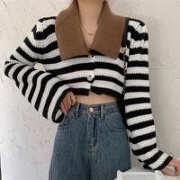 ราคา Lady Girl 1063 BC เสื้อแฟชั่นลายทางคอปก เสื้อใหมพรมเอวลอยแขนยาวกระดุมหน้า 2 เม็ด (19166693024)
