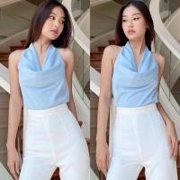 ราคา Lady Girl 318 BB 221 เสื้อแฟชั่นคอเต่าโชว์หลังเนื้อผ้าซาติน เสื้อเเขนกุดคลองคอเว้าหลัง (6187301943)