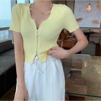 ราคา Lady Girl 9018 XH112 5 เสื้อครอปแขนสั้น เสื้อเเฟชั่นคอกลมเเต่งชิปบนเเละล่างผ้าร่องเล็ก (7589622087)