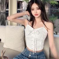 ราคา Lady Girl 023 AG E เสื้อแฟชั่นสายเดี่ยวแต่งเชือกผูกใขว่หน้า เสื้อครอปใหมพรม Sexy style (17056302146)