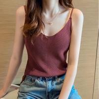 ราคา Lady Girl 811 EO16 เสื้อแฟชั่นสายเดี่ยวสายคู่ เสื้อไหมพรมคอวีด้านหน้าแต่งกระดุม 2เม็ดซ้ายขวา (6889469867)
