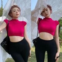ราคา Lady Girl 2005 AA E เสื้อครอปแขนสั้น เสื้อแฟชั่นคอเต่าไหมพรมถัก (25158367311)