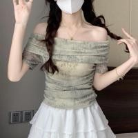 ราคา Lady Girl 7009 BA เสื้อแฟชั่นแขนสั้น ซีทรู เปิดไหล่ แต่งจับจีบ เข้ารูป สีมัดย้อม แฟชั่นฤดูใบไม้ร่วง สไตล์เกาหลี (28854321825)