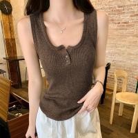 ราคา Lady Girl 2568 BA เสื้อกล้ามสายเดี่ยว เสื้อแฟชั่นคอกลมเนื้อผ้าไหมพรมกระดุมหน้า 2 เม็ด (26654304423)