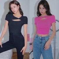 ราคา Lady Girl 9288 BD สื้อเเฟชั่น เปิดอก แต่งตะขอ สีพื้น เนื้อผ้าเรย่อนแขนสั้นทรงเข้ารูป (18785047486)