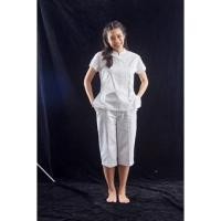 ราคา เสื้อคอจีนสาบป้ายแขนสั้น เสื้อขาว ชุดขาว (10211746312)