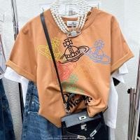 ราคา เสื้อยืดกึ่งครอป Vivienne orb ผ้าพรีเมี่ยมคอตตอน ลายสีดำรีดกำมะหยี่ทั้งหมด (28351389487)