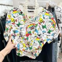 ราคา เสื้อยืดครอป ป้าย Zara สกรีนลาย Rainbow peanuts น่ารักมากๆ (19586209108)