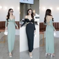 ราคา HILOOK เดรสยาวผูกคอผูกหลังแต่งหน้าอกแบบผูกอกเว้าเอว 9362 งานจริงรูป2 (20585259652)