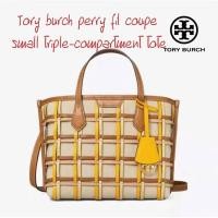 ราคา กระเป๋าถือ กระเป๋าสะพาย ใบเล็ก Tory burch perry fil coupe small triple compartment tote (10112906462)