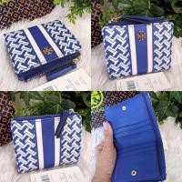 ราคา กระเป๋าสตางค์ Tory Burch Red T Zag Zip Mini Wallet สีred Blue (9527978646)
