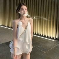 ราคา เสื้อสายเดี่ยว ผ้าซาติน ตัวสั้น ดีไซน์ใหม่ น่ารัก สําหรับเด็กผู้หญิง (23855477542)