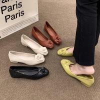 ราคา เวอร์ชั่นเกาหลีแฟชั่น Flat Sole Camellia Low Heeled Classy All Match Slip O (29454174149)