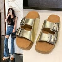 ราคา คุณภาพสูงเงินหนาsoledสบายแฟชั่นสวมใส่ด้านนอกรองเท้าแตะ Birkenstock รองเท้าแตะ (28753814117)