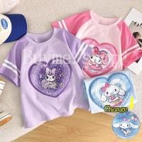 ราคา สาวฤดูร้อน Kuromi Reglan แขนเสื้อยืดเด็กเปลี่ยนสีเลื่อมออกแบบ Tee Top เด็กการ์ตูน Cinnamoroll เสื้อแขนสั้น (29704344640)