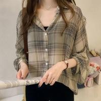ราคา เสื้อเชิ้ตแขนยาว ผ้าชีฟอง ลายสก๊อต สไตล์เกาหลี เหมาะกับฤดูใบไม้ผลิ และฤดูร้อน สําหรับผู้หญิง 2024 (25273814209)