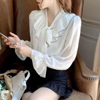 ราคา เสื้อเชิ้ตแขนยาว คอวี ผ้าชีฟอง สไตล์เกาหลี สําหรับผู้หญิง (25174203028)