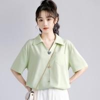 ราคา เสื้อเชิ้ตแขนสั้น คอปกโปโล ผ้าชีฟอง แบบบาง ทรงหลวม สีเขียวมิ้นท์ แฟชั่นฤดูร้อน สําหรับผู้หญิง (24523813725)
