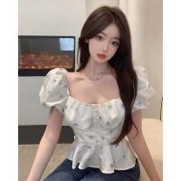 ราคา เสื้อเชิ้ตแขนสั้น คอสี่เหลี่ยม เข้ารูป ปักลาย แฟชั่นฤดูร้อน (20679536581)