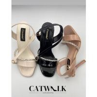 ราคา รองเท้าส้นสูงรัดข้อเท้า สูง3 5นิ้ว รองเท้าส้นสูงหนังแก้วคาดเพชร Cavawia (26502955785)