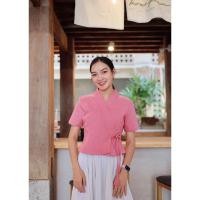 ราคา เสื้อพื้นเมือง รุ่นเจ้านาง ผ้าฝ้ายชินมัยทรงคอป้ายผูกข้าง เก๋ๆ ใส่สบายงานอัดกาวทั้งตัว (22366858150)