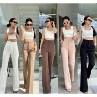 ราคา P001 กางเกงเอวสูงขาม้า รุ่นกระดุม (3010898438)