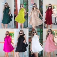 ราคา มินิเดรสอัดพลีท ชุดเดรสอัดพลีท ผูกโบว์คอ (21262614972)